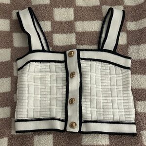White and Black Knit Crop Top